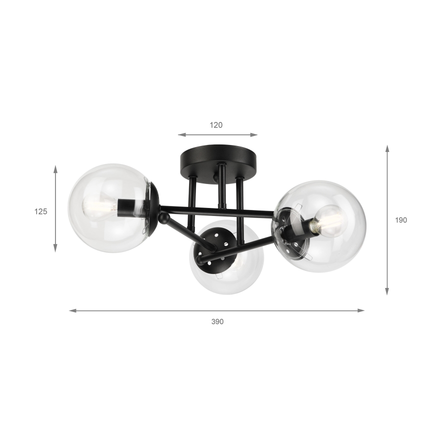 Brilagi - Накладна стельова люстра MALIVA 3xE14/15W/230V чорна/прозора