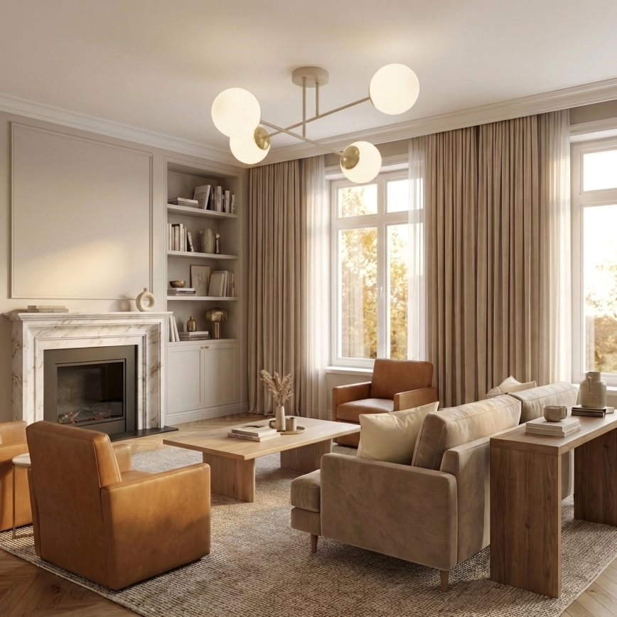 Brilagi - Накладная люстра 4xE27/60W/230V бежевая/золотая