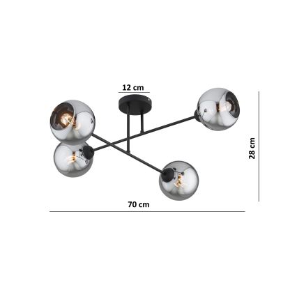 Brilagi - Накладная люстра 4xE27/60W/230V черная/дымчато-серая