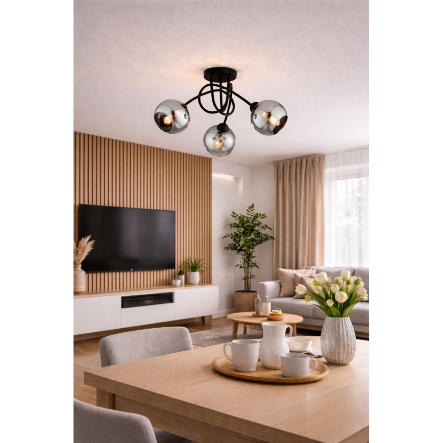 Brilagi - Накладная люстра DIOR 3xE27/60W/230V черный/дымчато-серый
