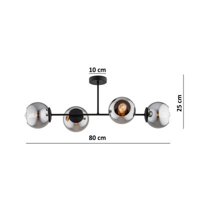 BRILAGI - Накладная люстра DIOR 4xE27/60W/230V черный/дымчато-серый