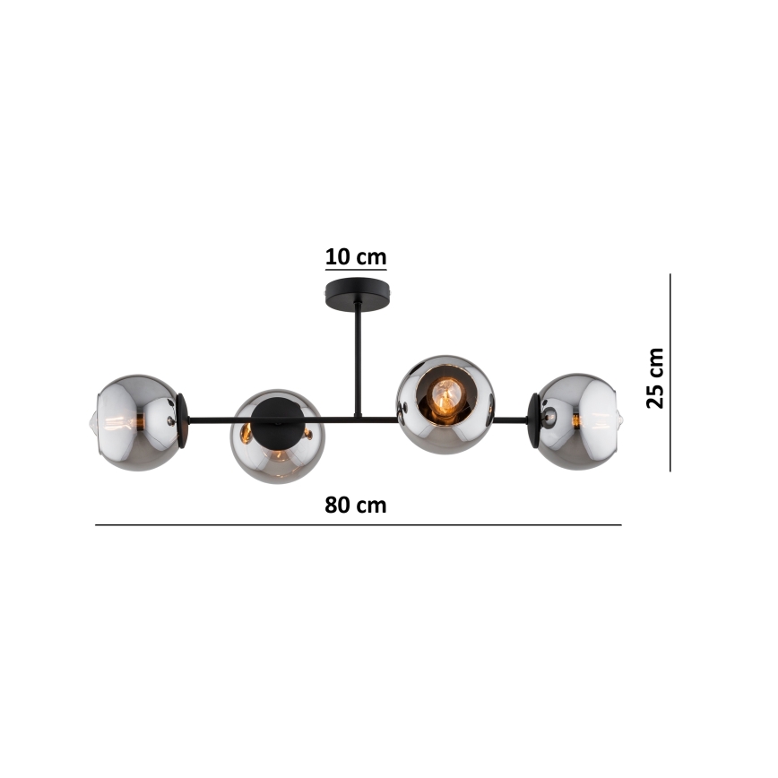 BRILAGI - Накладная люстра DIOR 4xE27/60W/230V черный/дымчато-серый