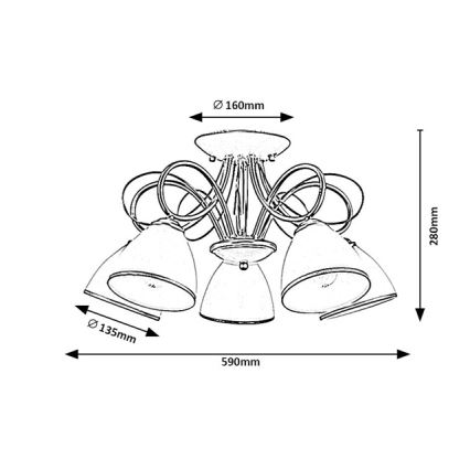 Brilagi - Накладная люстра FRED 5xE27/60W/230V Ø 59 см золотая