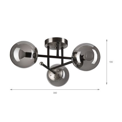 Brilagi - Накладная люстра MALIVA 3xE14/15W/230V матовый хром/дымчатая