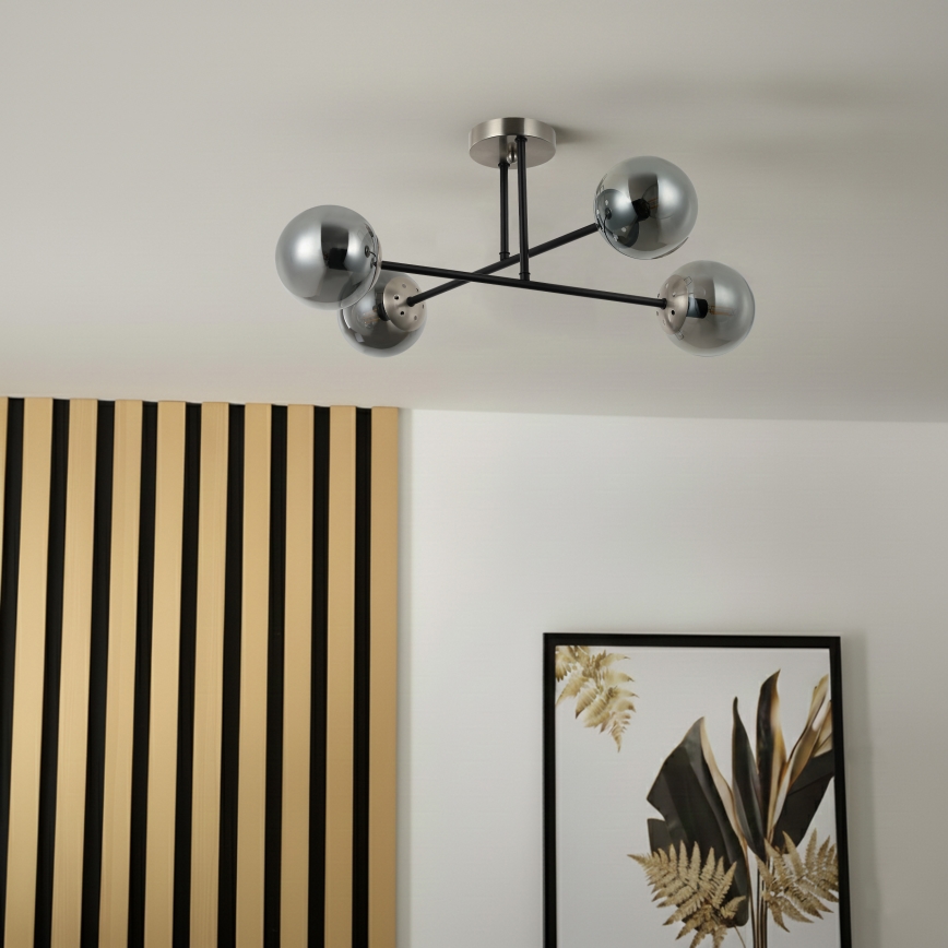 Brilagi - Накладная люстра MALIVA 4xE14/15W/230V матовый хром/дымчатая