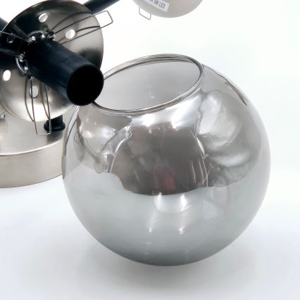 Brilagi - Накладная люстра MALIVA 6xE14/15W/230V матовый хром/дымчатое стекло