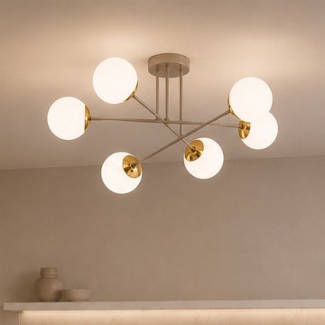 Brilagi - Накладная потолочная люстра MILO 6xE27/60W/230V бежево-золотая