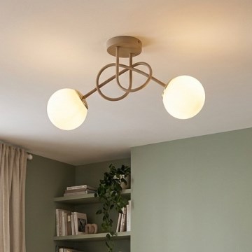 Brilagi - Накладная потолочная люстра MILO ECRU 2xE27/60W/230V бежевая/золотая