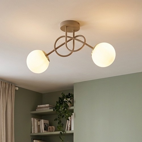 Brilagi - Накладная потолочная люстра MILO ECRU 2xE27/60W/230V бежевая/золотая