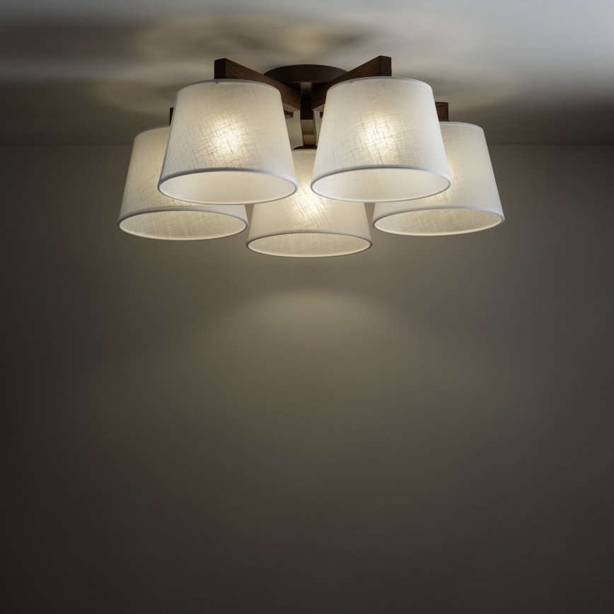 Brilagi - Накладная потолочная люстра LATTE 5xE27/60W/230V сосна/белая