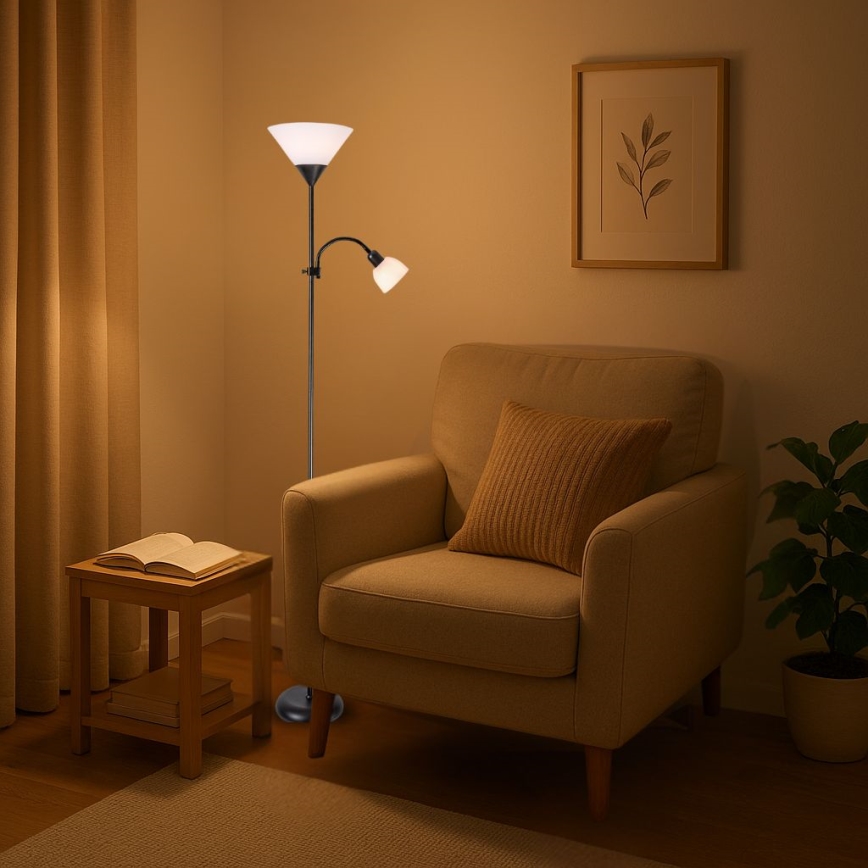 Брілагі - Підлогова лампа АРІАНА 1xE27/100W/230V + 1xE14/25W чорна