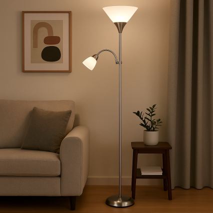 Brilagi - Підлогова лампа ARIANA 1xE27/100W/230V + 1xE14/25W матовий хром