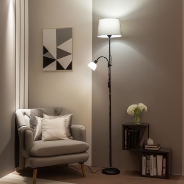 Brilagi - Підлогова лампа CERIA 1xE27/100W/230V + 1xE14/25W чорна/сіра