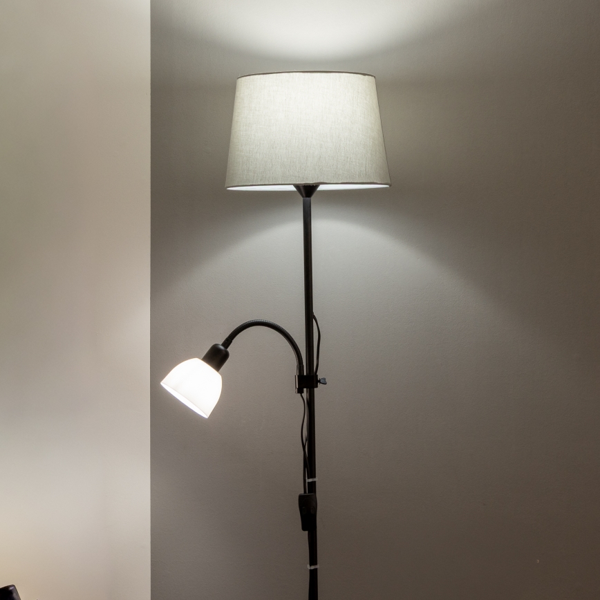 Brilagi - Підлогова лампа CERIA 1xE27/100W/230V + 1xE14/25W чорна/сіра