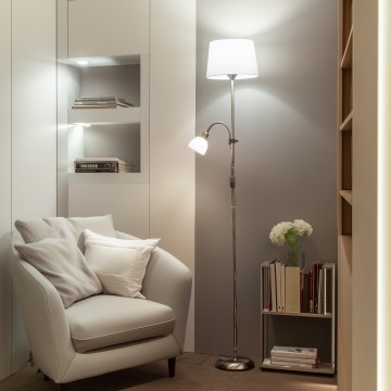 Brilagi - Підлогова лампа CERIA 1xE27/100W/230V + 1xE14/25W матовий хром/білий