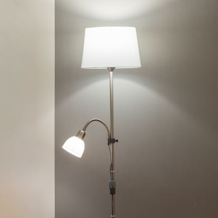 Brilagi - Підлогова лампа CERIA 1xE27/100W/230V + 1xE14/25W матовий хром/білий