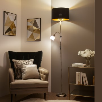Brilagi - Підлогова лампа CERIA 1xE27/100W/230V + 1xE14/25W матовий хром/чорний
