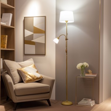 Brilagi - Підлогова лампа CERIA 1xE27/100W/230V + 1xE14/25W золота/біла
