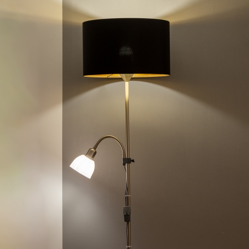 Brilagi - Підлогова лампа CERIA 2-в-1 1xE27/100W/230V + 1xE14/25W матовий хром/чорний
