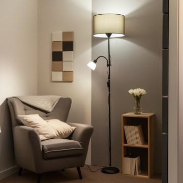 Brilagi - Підлогова лампа CERIA 2в1 1xE27/100W/230V + 1xE14/25W чорна/коричнева