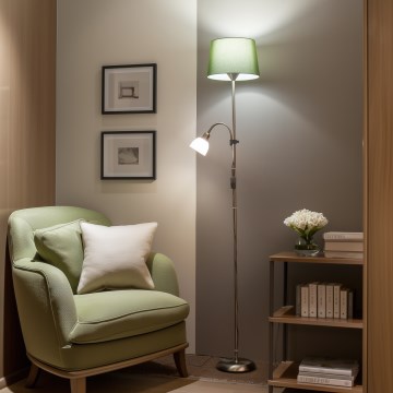 Brilagi - Підлогова лампа CERIA 2v1 1xE27/100W/230V + 1xE14/25W матовий хром/зелений
