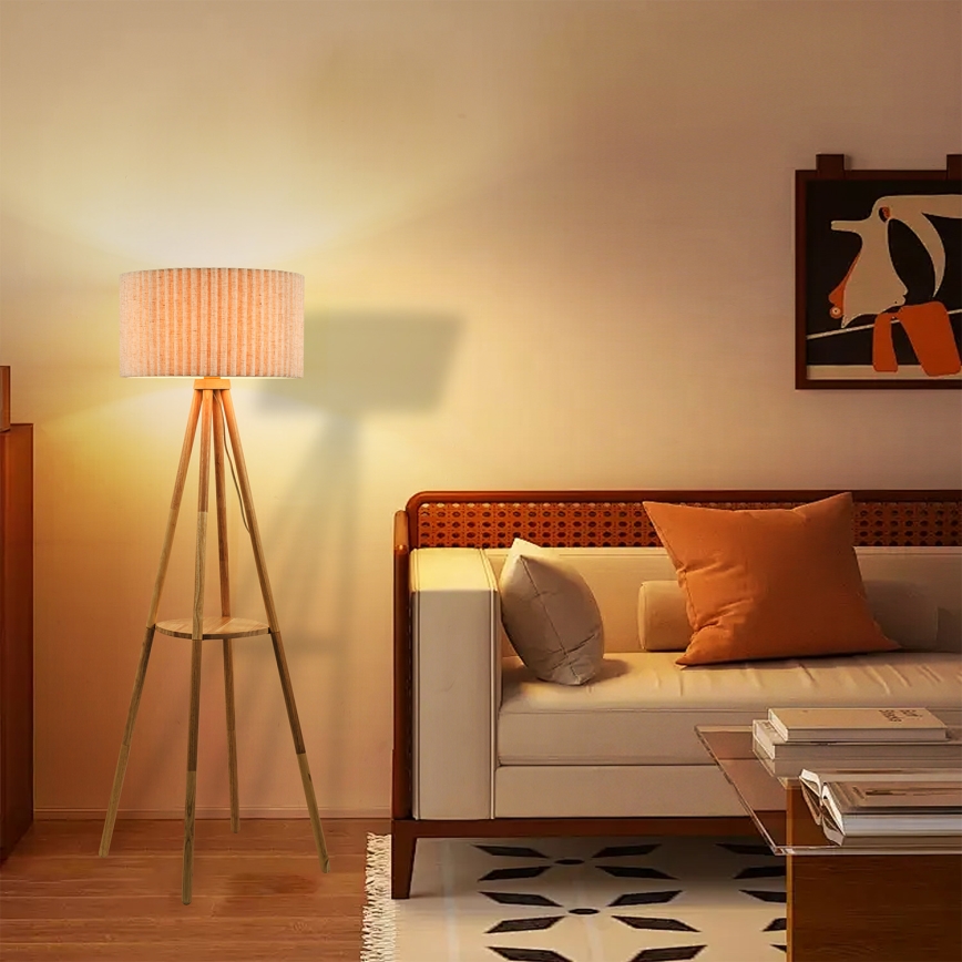 Brilagi - Підлогова лампа NORDIC WAVE 1xE27/15W/230V дерево/льон