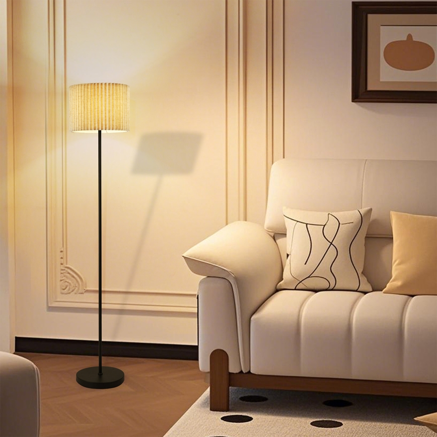 Брілагі - Підлогова лампа НОРДІК ВЕЙВ 1xE27/15W/230V льняна/чорна