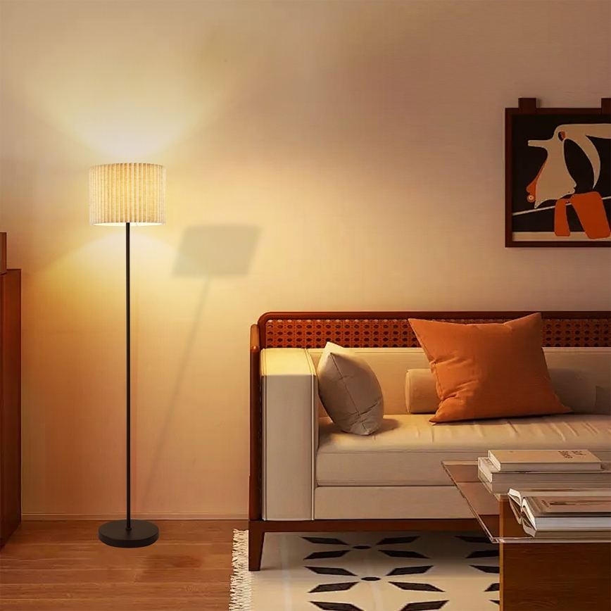 Брілагі - Підлогова лампа НОРДІК ВЕЙВ 1xE27/15W/230V льняна/чорна