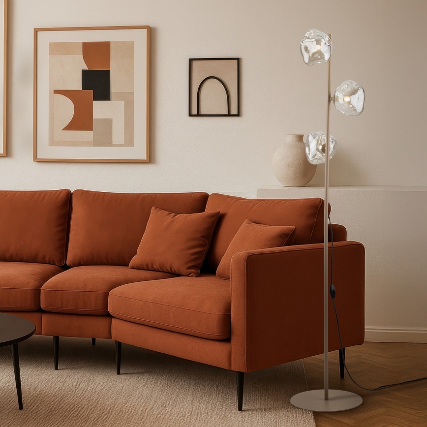 Brilagi - Підлогова лампа VULCANO 3xG9/8W/230V бежева/димчасто-бежева