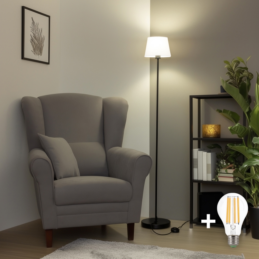 Brilagi - Підлогова LED-лампа CERIA 1xE27/40W/230V діам. 20,5 см біла/чорна