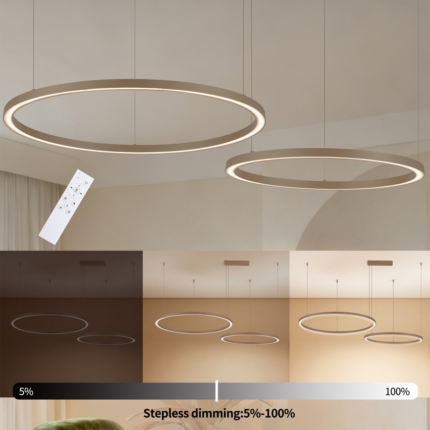 Brilagi - LED люстра на тросі з регулюванням яскравості PORTOFINO LED/98Вт/230В 3000-6000К бежева + пульт дистанційного керування