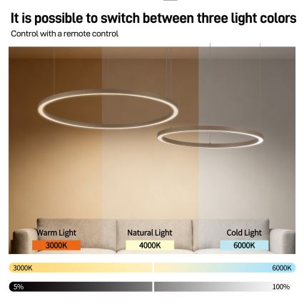 Brilagi - LED люстра на тросі з регулюванням яскравості PORTOFINO LED/98Вт/230В 3000-6000К бежева + пульт дистанційного керування