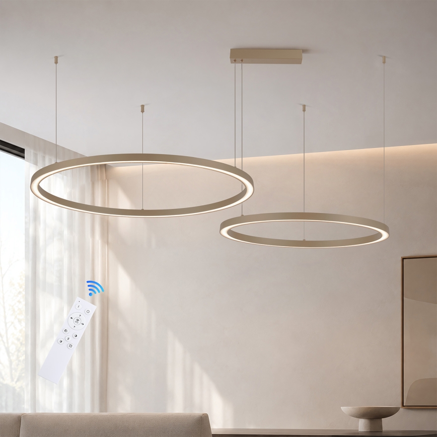 Brilagi - LED люстра на тросі з регулюванням яскравості PORTOFINO LED/98Вт/230В 3000-6000К бежева + пульт дистанційного керування