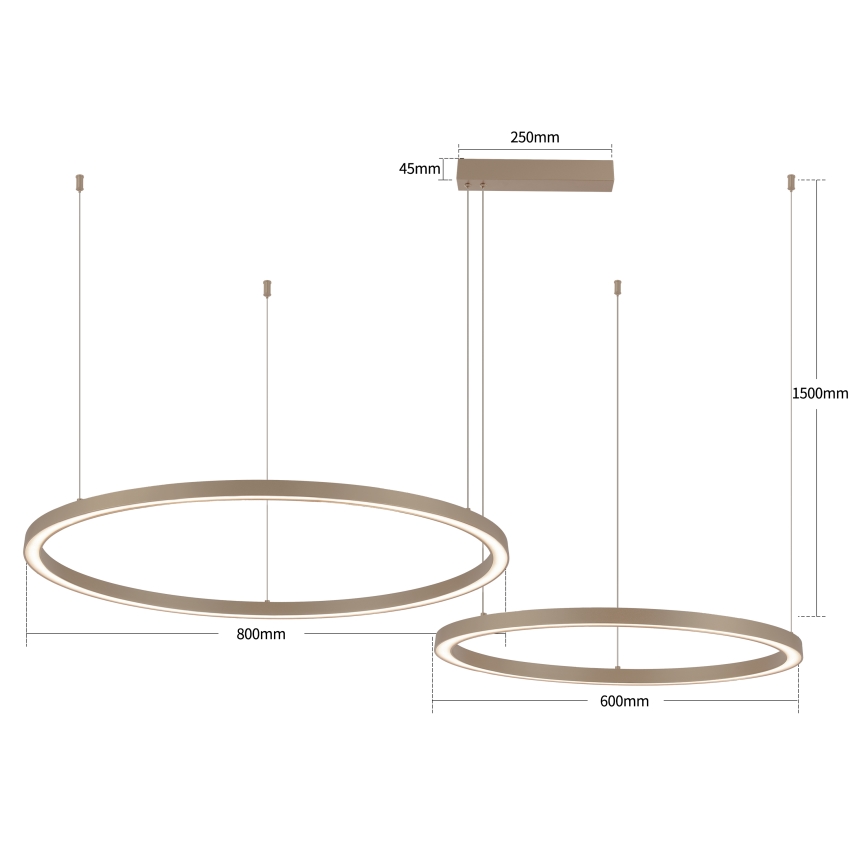 Brilagi - LED люстра на тросі з регулюванням яскравості PORTOFINO LED/98Вт/230В 3000-6000К бежева + пульт дистанційного керування