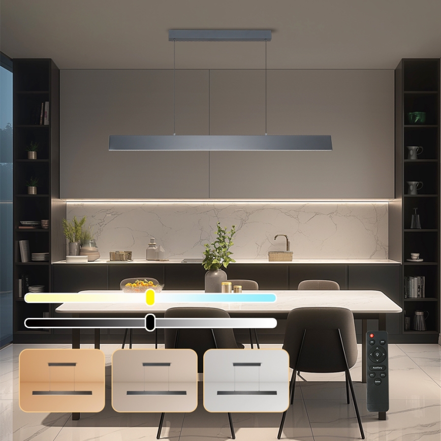Brilagi - Світлодіодна підвісна люстра з регулюванням яскравості SLIMLINE LED/40W/230V 3000-6000K антрацит + пульт дистанційного керування