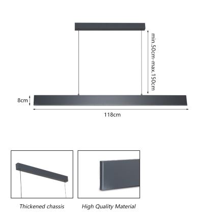 Brilagi - Світлодіодна підвісна люстра з регулюванням яскравості SLIMLINE LED/40W/230V 3000-6000K антрацит + пульт дистанційного керування