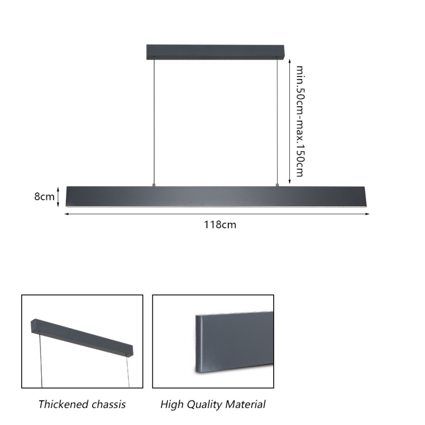 Brilagi - Світлодіодна підвісна люстра з регулюванням яскравості SLIMLINE LED/40W/230V 3000-6000K антрацит + пульт дистанційного керування