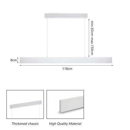 Brilagi - Світлодіодна підвісна люстра з регулюванням яскравості SLIMLINE LED/40W/230V 3000-6000K білий + пульт дистанційного керування