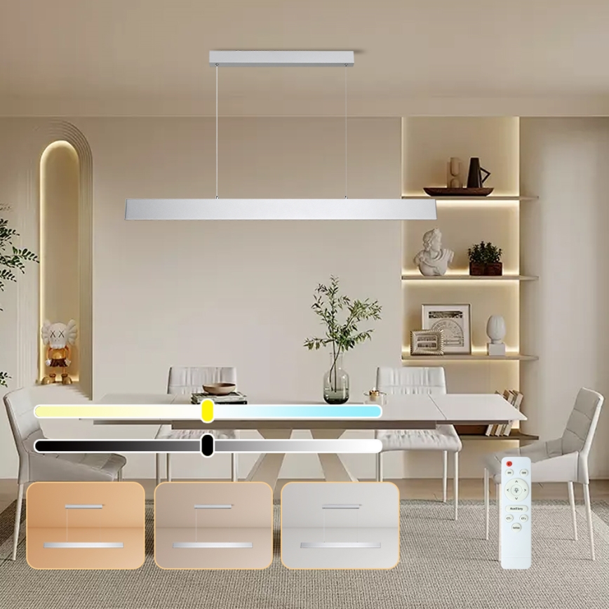 Brilagi - Світлодіодна підвісна люстра з регулюванням яскравості SLIMLINE LED/40W/230V 3000-6000K срібний + пульт дистанційного керування