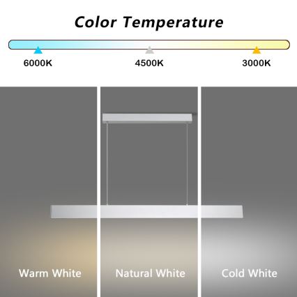 Brilagi - Світлодіодна підвісна люстра з регулюванням яскравості SLIMLINE LED/40W/230V 3000-6000K срібний + пульт дистанційного керування