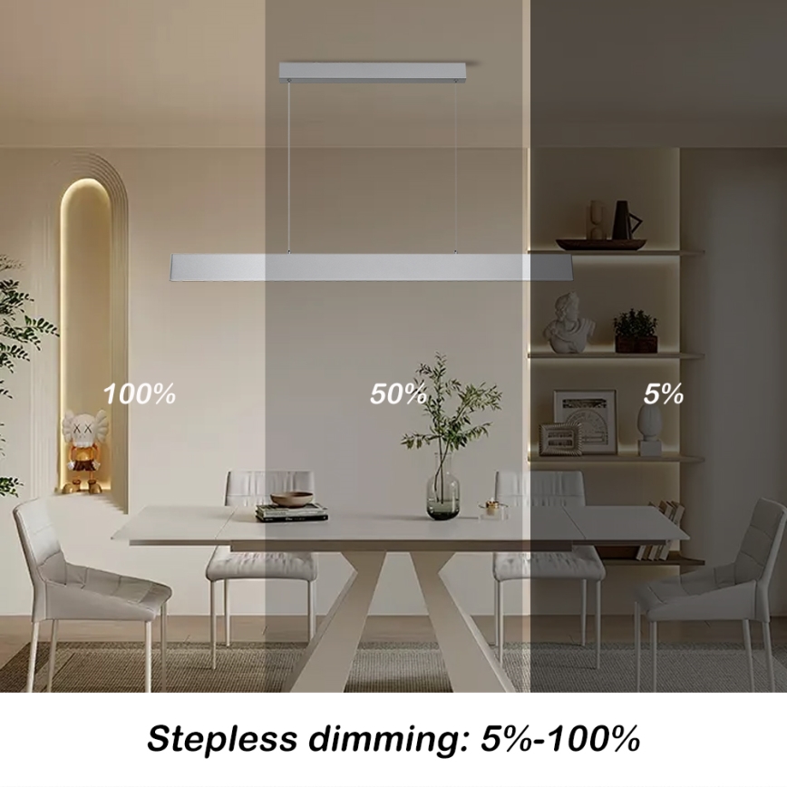 Brilagi - Світлодіодна підвісна люстра з регулюванням яскравості SLIMLINE LED/40W/230V 3000-6000K срібний + пульт дистанційного керування