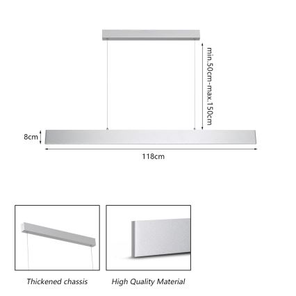 Brilagi - Світлодіодна підвісна люстра з регулюванням яскравості SLIMLINE LED/40W/230V 3000-6000K срібний + пульт дистанційного керування