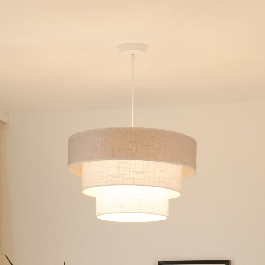 Brilagi - Підвісна люстра ALASKA LUNETA 1xE27/15W/230V діаметр 45 см сірий/кремовий