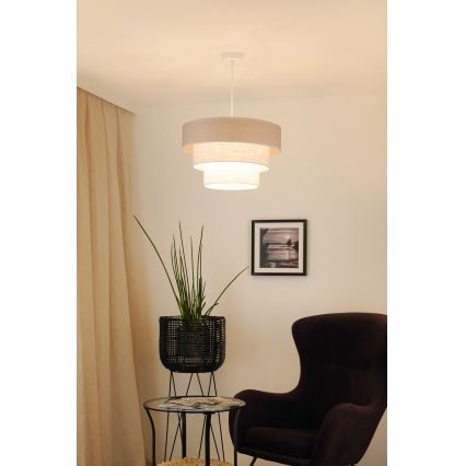 Brilagi - Підвісна люстра ALASKA LUNETA 1xE27/15W/230V діаметр 45 см сірий/кремовий
