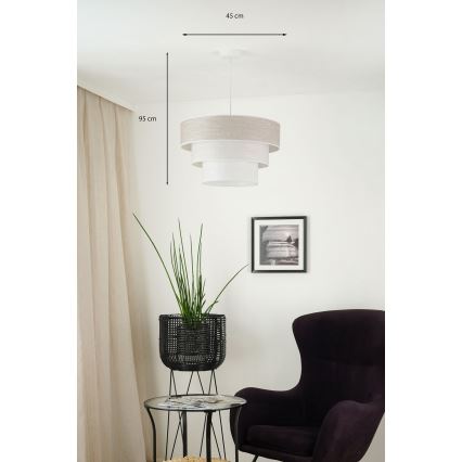 Brilagi - Підвісна люстра ALASKA LUNETA 1xE27/15W/230V діаметр 45 см сірий/кремовий