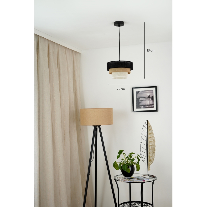 Brilagi - Підвісна люстра ASPEN LUNETA 1xE27/15W/230V діаметр 25 см чорний/бежевий/кремовий