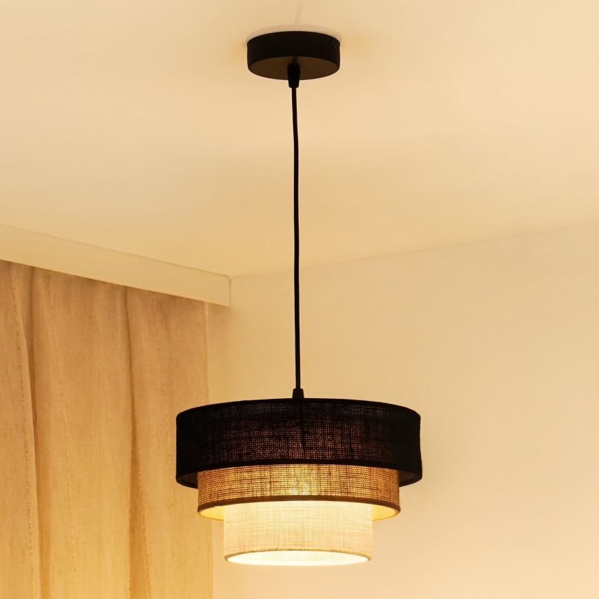Brilagi - Підвісна люстра ASPEN LUNETA 1xE27/15W/230V діаметр 25 см чорний/бежевий/кремовий