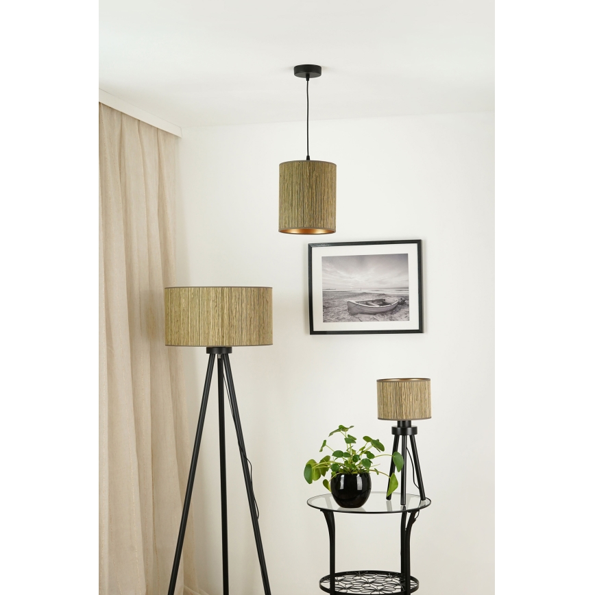 Brilagi - Підвісна люстра BOSTON ROLLER 1xE27/15W/230V діаметр 21 см солома коричневий/золотий