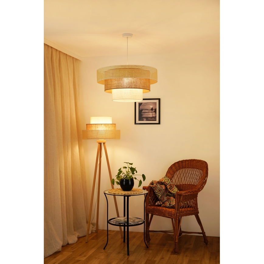 Brilagi - Підвісна люстра CEDAR LUNETA 1xE27/15W/230V діаметр 60 см бежевий/коричневий/кремовий