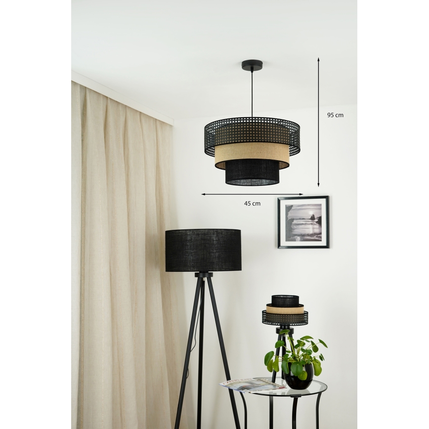 Brilagi - Підвісна люстра DAKOTA LUNETA 1xE27/15W/230V діаметр 45 см чорний/бежевий